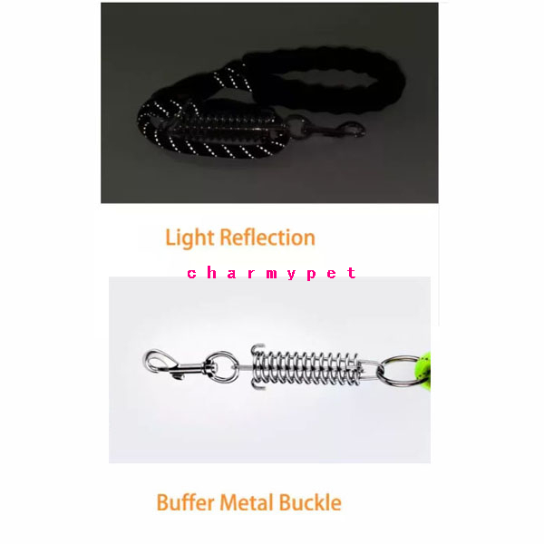 CM25002 Dog Reflective Nylon Strong Buffer Metal Buckle Rope leash