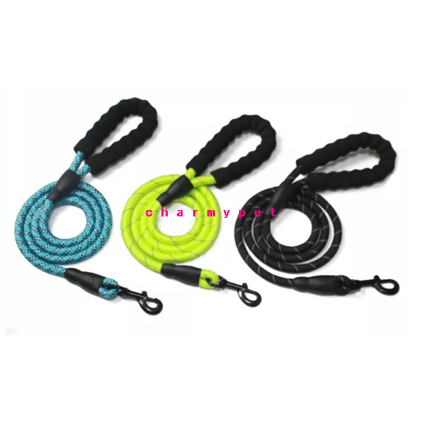 CM25001 Heavy Duty Padded Handle Nylon Reflective Rope Dog Leash For Pet Dog Walking And Training